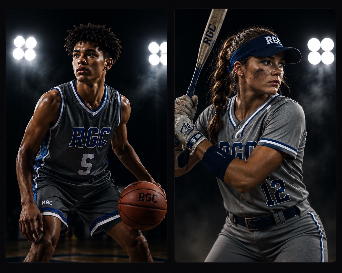 Basketball athletes in custom gear